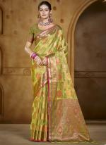 Organza Green Festival Wear Weaving Saree